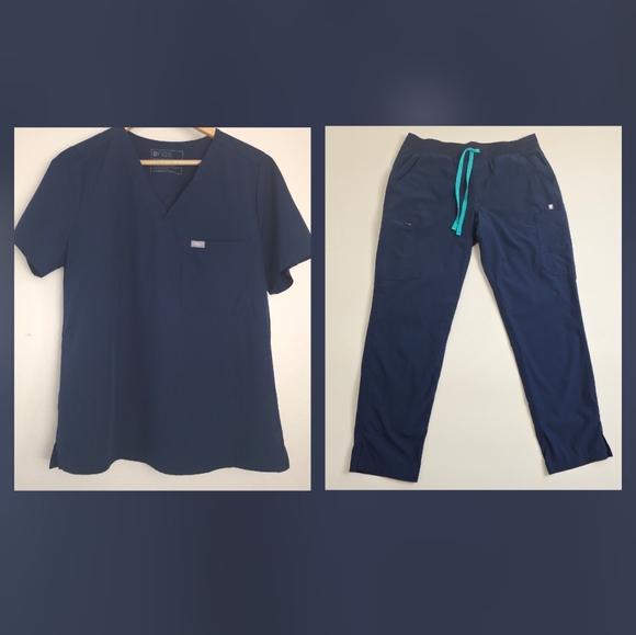 Figs Other - Figs Set of Navy Yola FreeX Lined Scrub Pants & Catarina FreeX Top